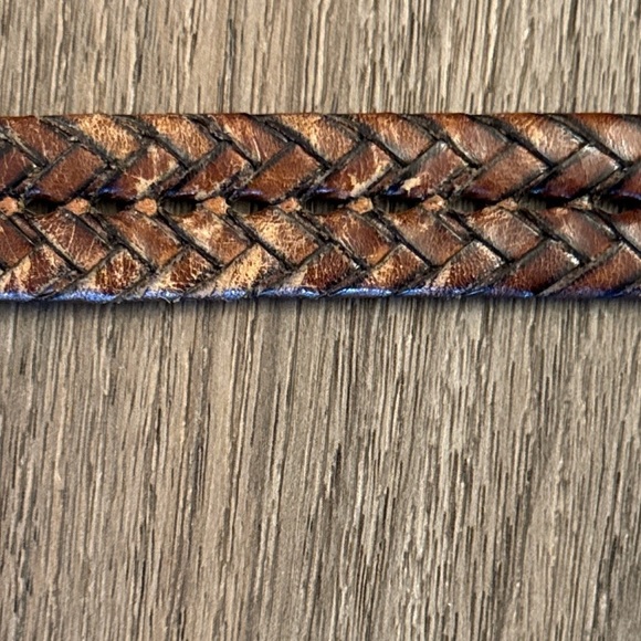 Brighton brown, braided, leather belt, silver details - Picture 5 of 6
